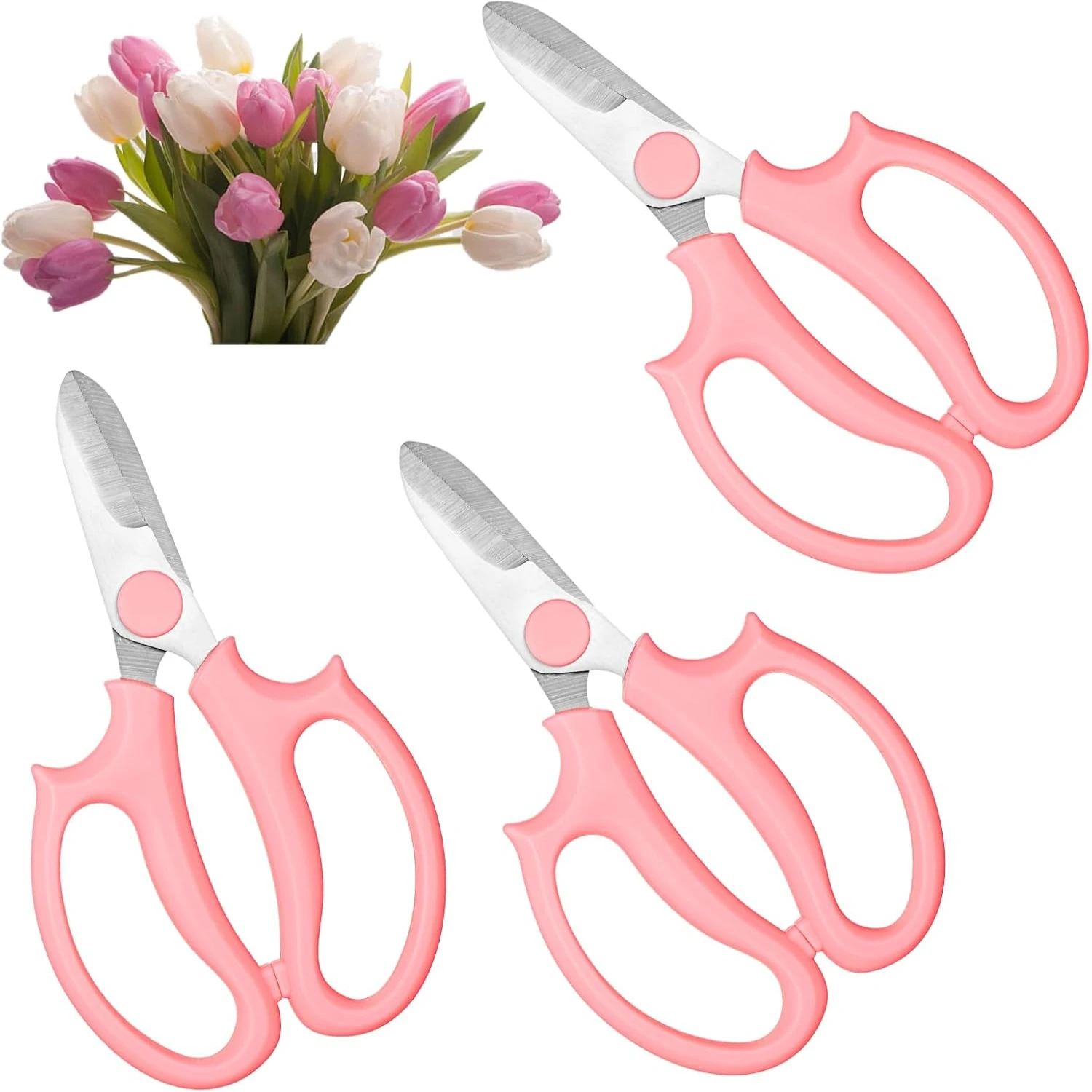 

3PCS Garden Pruning Shears, Flower Scissors Stainless Steel Floral Shears with Comfortable Handles Floral Scissors Garden Prunin