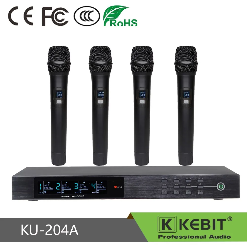 KEBIT KU-204A Factory digital uhf desktop microphone 4 channel professional PLL wireless conference microphone system