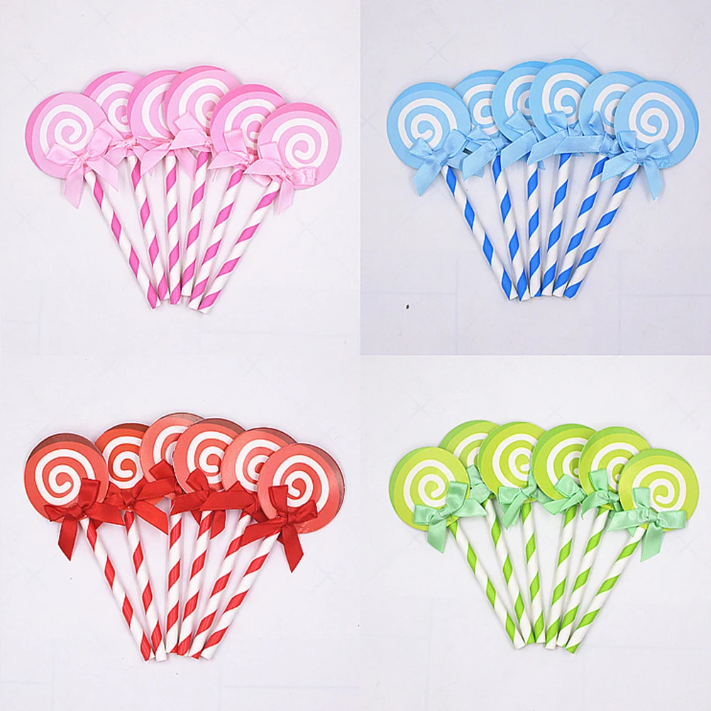 

36pcs Toppers Lollipop Cake Toppers Birthday Patterns Wedding Cake Picks Cupcake Birthday Party Supplies Scenic