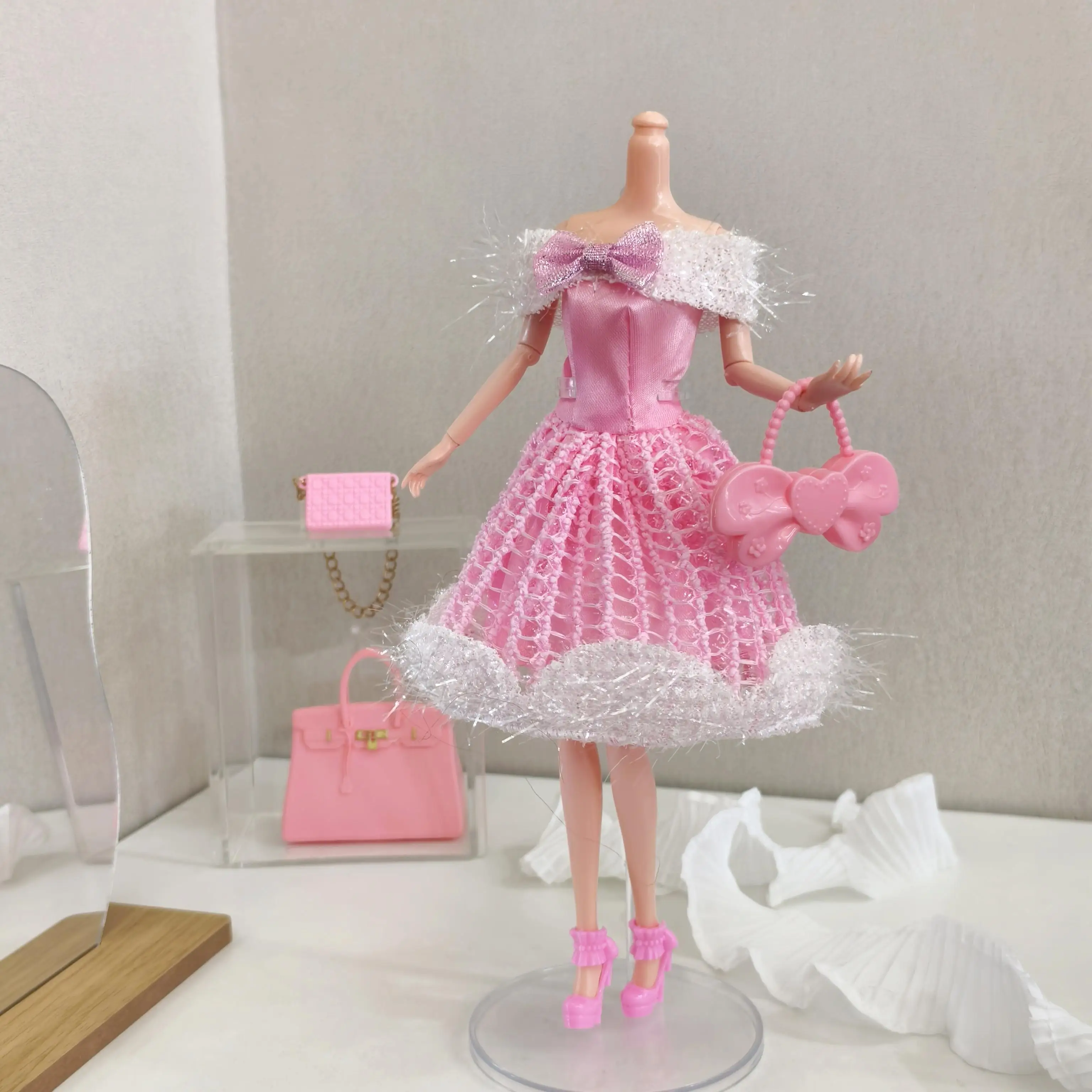 30 cm Supermodel Puppe Kleidung Zubehör Süße Schleife Prinzessin Kleid Mode Mädchen Dress Up Abendessen Kleid 1/6 Puppe Kleidung