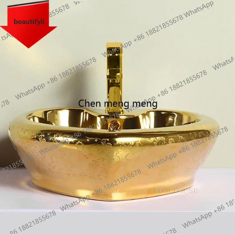 

A50 Креативные золотые раковины для ванной комнаты, элитные умывальники в форме сердца, накладные раковины для туалета, простые кухонные мойки