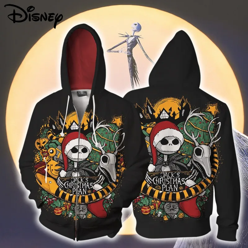 Disney The Nightmare Before Christmas 3d Printed Hoodie Halloween Harajuku Style Hooded Cardigan Man Women Fashion Casual Hoodie