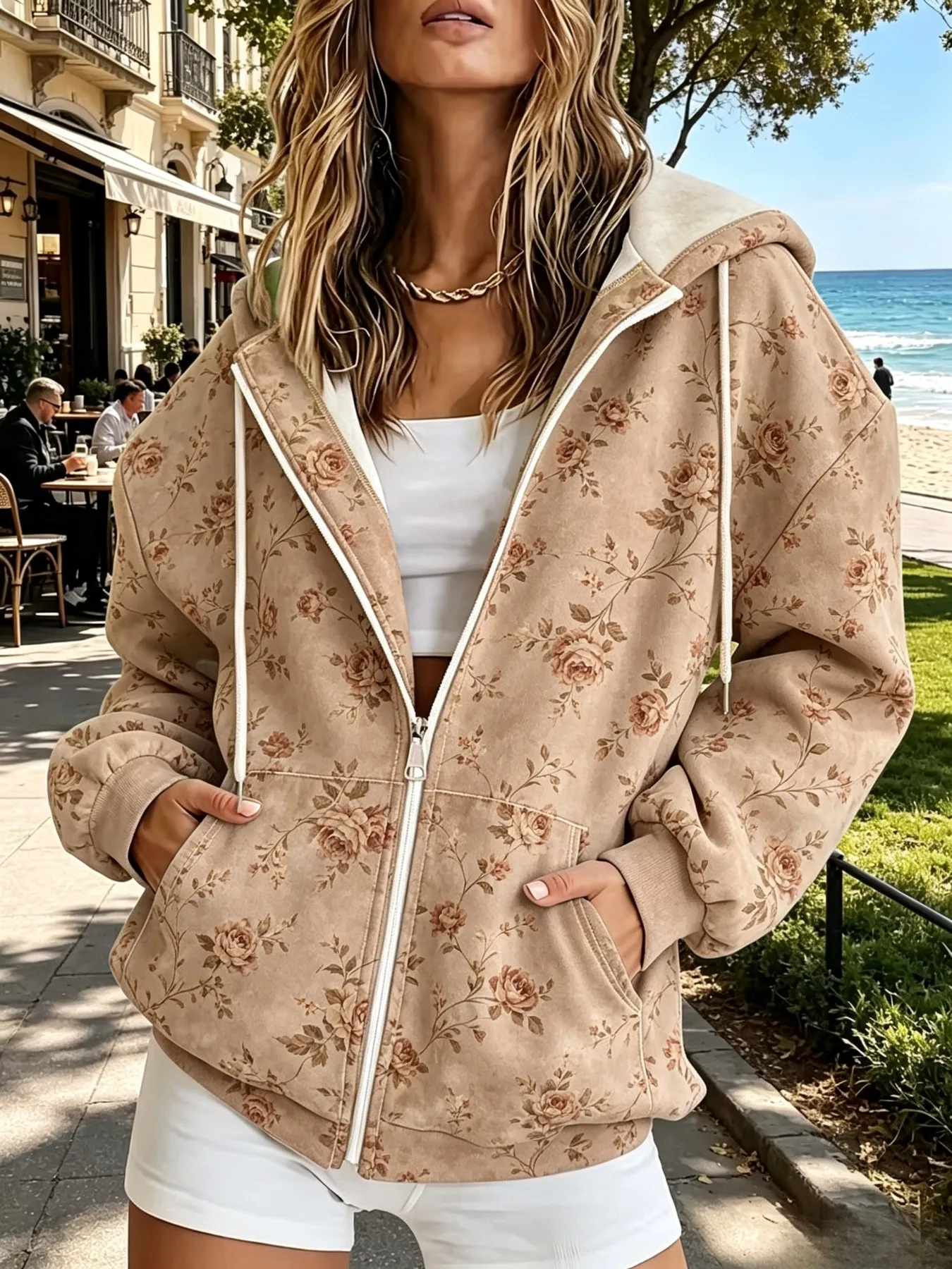 Abrigo con cremallera para mujer, ideal para otoño/invierno, con estampados en 3D que ofrecen calidez, comodidad y un estilo moderno para usar en exteriores. Versátil para cualquier ocasión.