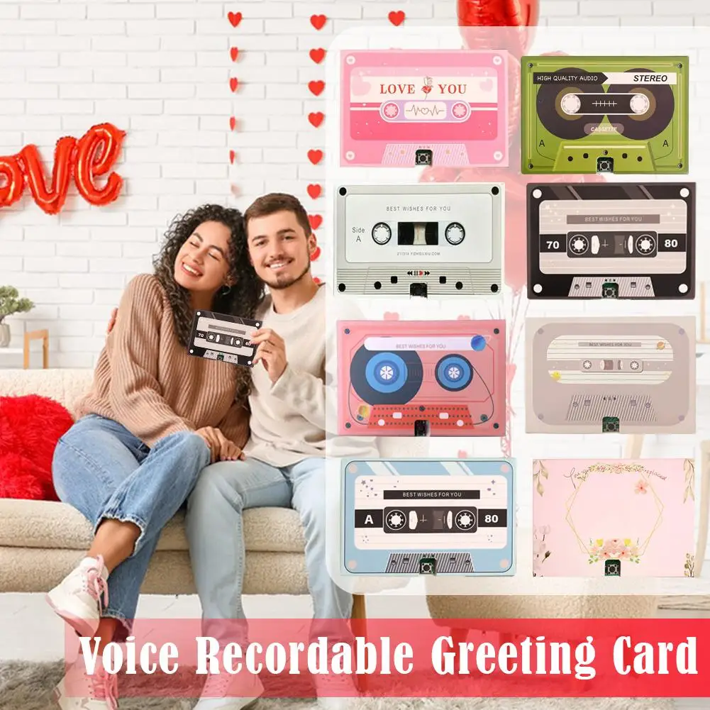 Recording Voice Card Tape Greeting Card Recordable 60 Seconds DIY Recording MusicCard Valentine's Day Anniversary Birthday Gift
