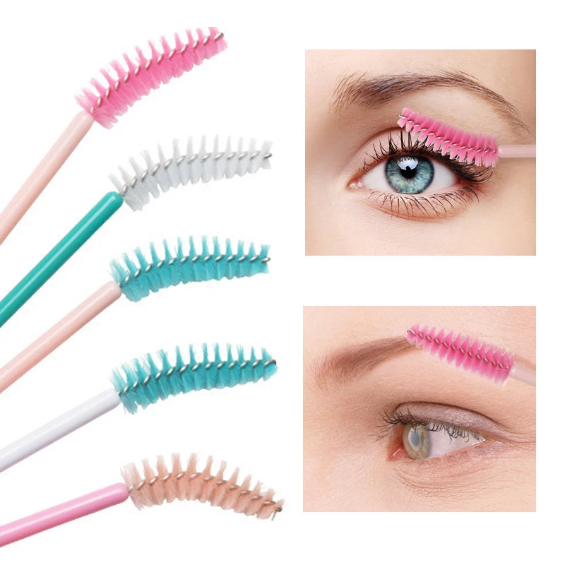 50Pcs New Eyelash Brushes Disposable Professional Mascara Stick Applicator Spiral Brush Portable Eyebrow Brush Makeup Tools
