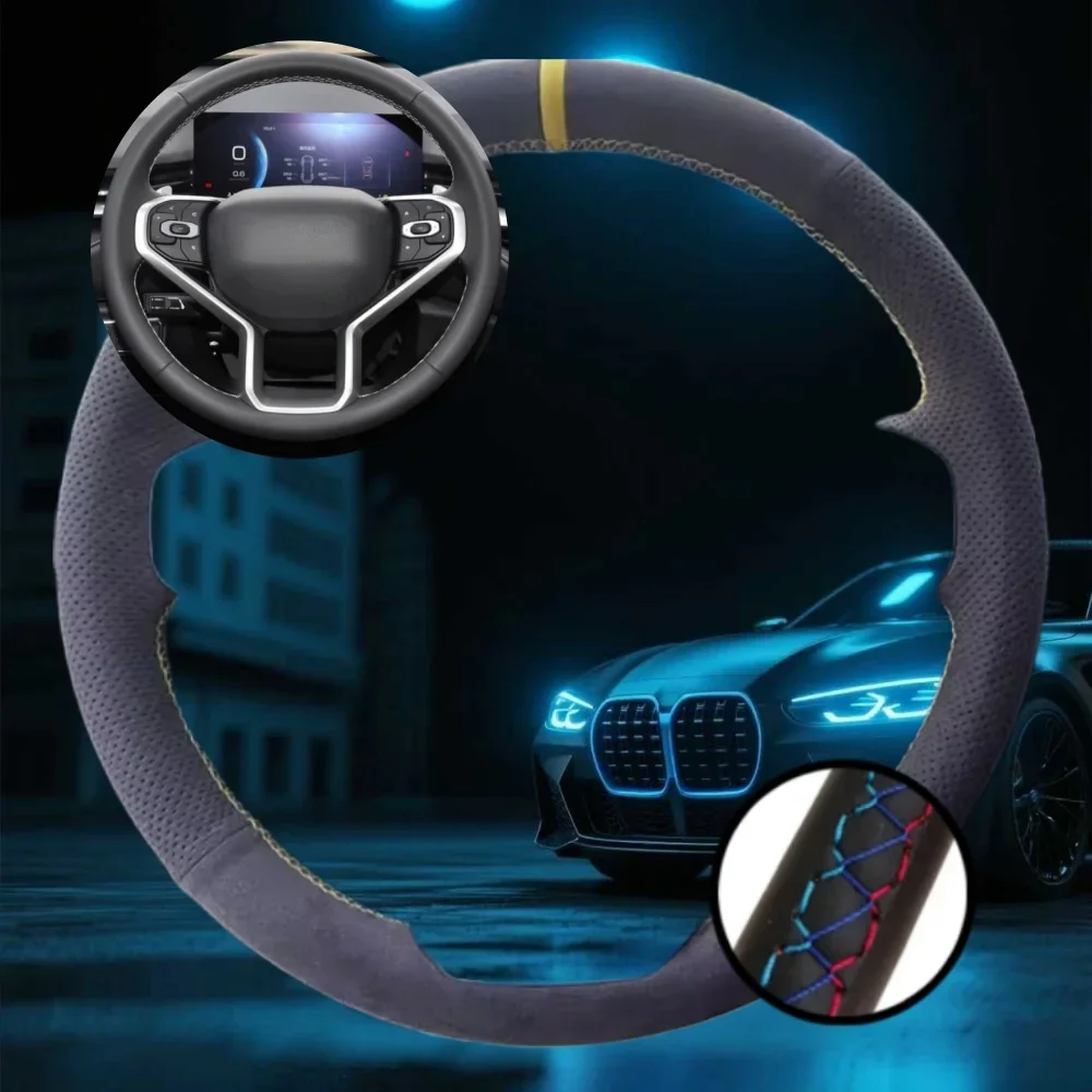 

Customized Car Steering Wheel Cover For Haval H6 3rd Generation 2021-2023 Non-Slip Car Accessories Hand-sewn Steering Wrap