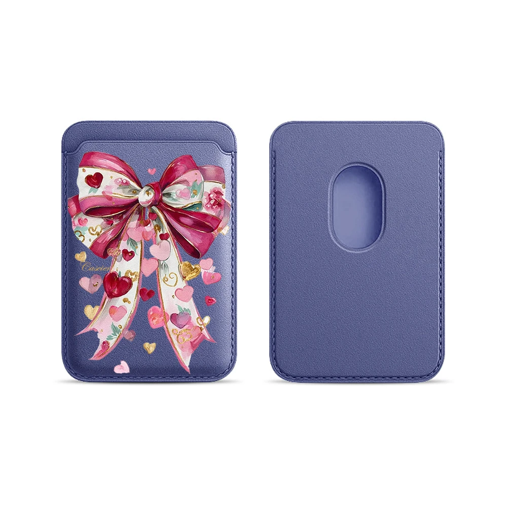 Coquet Rosa Schleife Leder-Kartenetui Handyhülle Kartenhalter Geeignet für alle iPhone-Hüllen Magsafe Magnetische Karten-Handy-Rückentasche – Detail 20