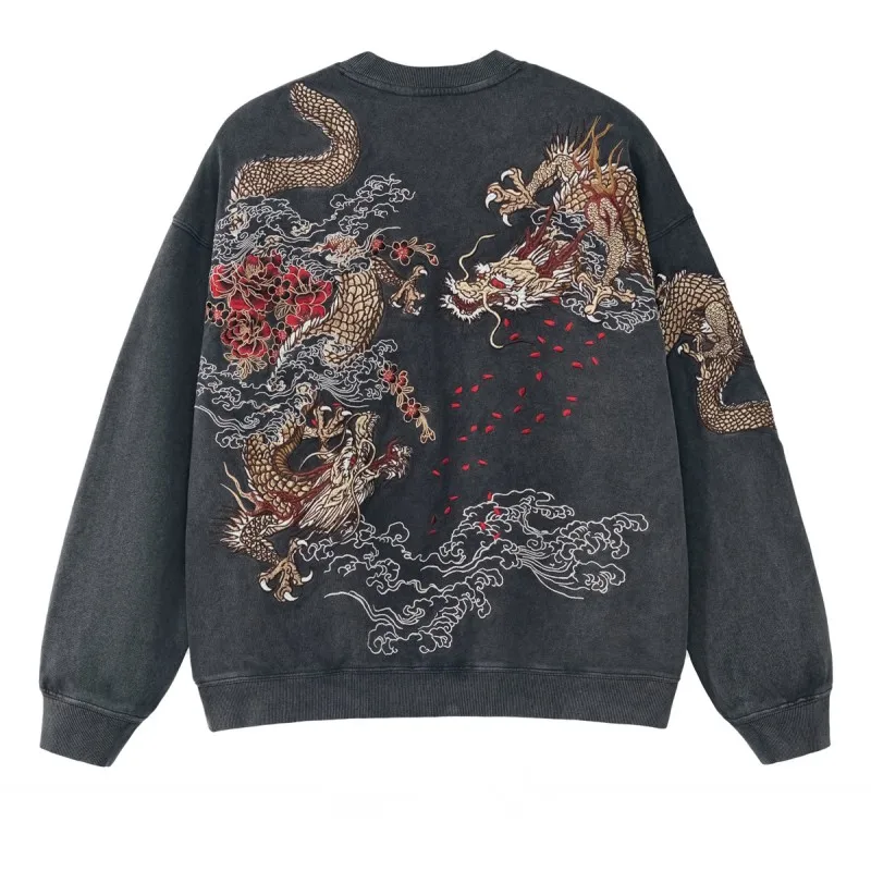

2025 Dragon Chinese Style Fashion Embroidery Sweatshirt Hengsuhe Trendy Men's Women's Sweatshirts Zipper Hooded Cotton Coat