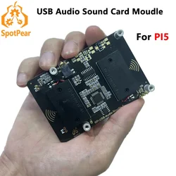 Raspberry Pi 5 tarjeta de sonido de Audio USB, sombrero con conector para auriculares, zumbador, opción de altavoz para Pi4B