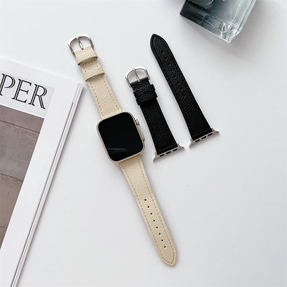 Correa de cuero genuino para Apple Watch, correa de 42MM, 38MM, 44MM, 40MM, 41MM, 45MM, 49 para iWatch 8, 7, 6, SE, 5, 4, 3