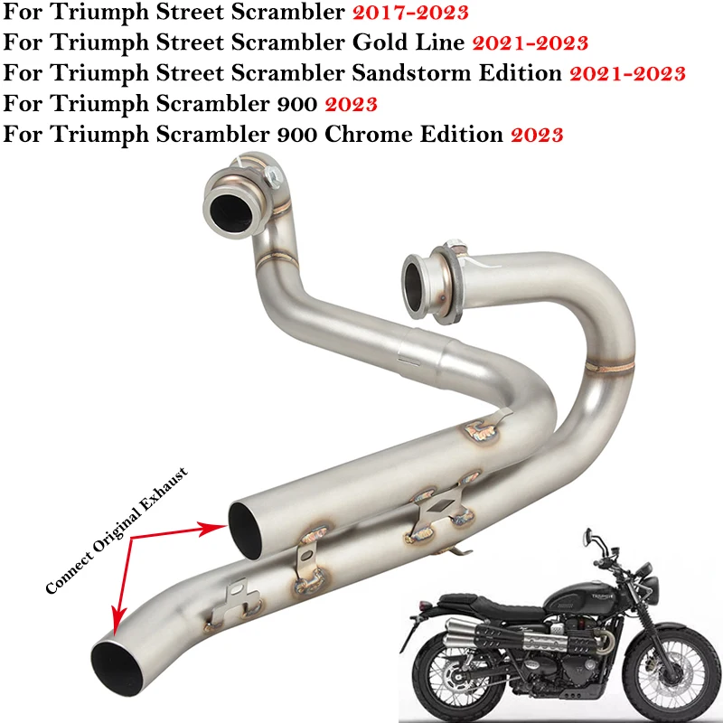 For Triumph Street Scrambler Gold Line Sandstorm Edition 900 Chrome Edition 2017- 2023 Motorcycle Exhaust Escape Front Link Pipe