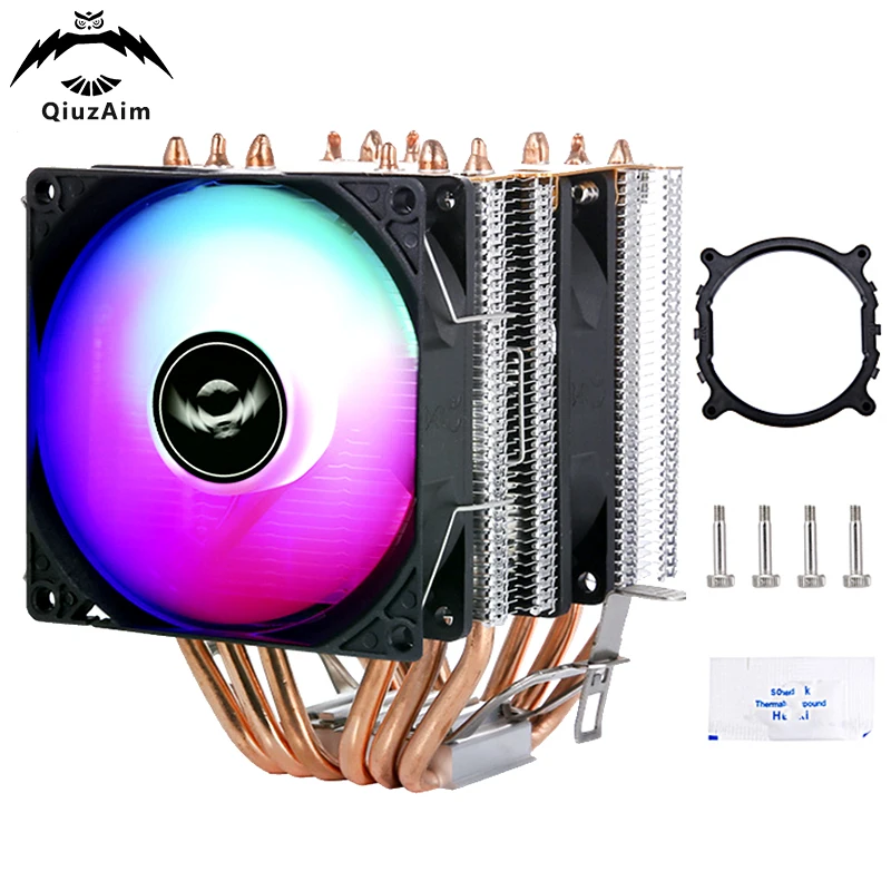 

QiuzAim CPU Cooling Fan Air-cooling Cooler 6 Heat Pipe Dual Tower PWM Suitable For Installing LGA2011 x79 x99 2066 AMD AM3 AM4