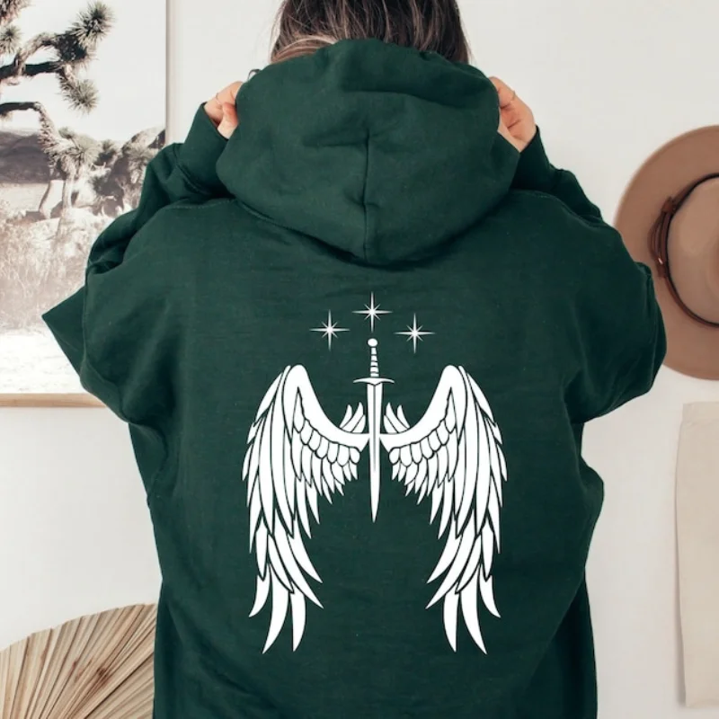 Angel Wings Hoodie Aesthetic Sweatshirt Trendy Hoodie Design on The Back Hoodies Cool Wing Relaxing Hoodies Women Anime Hoodie