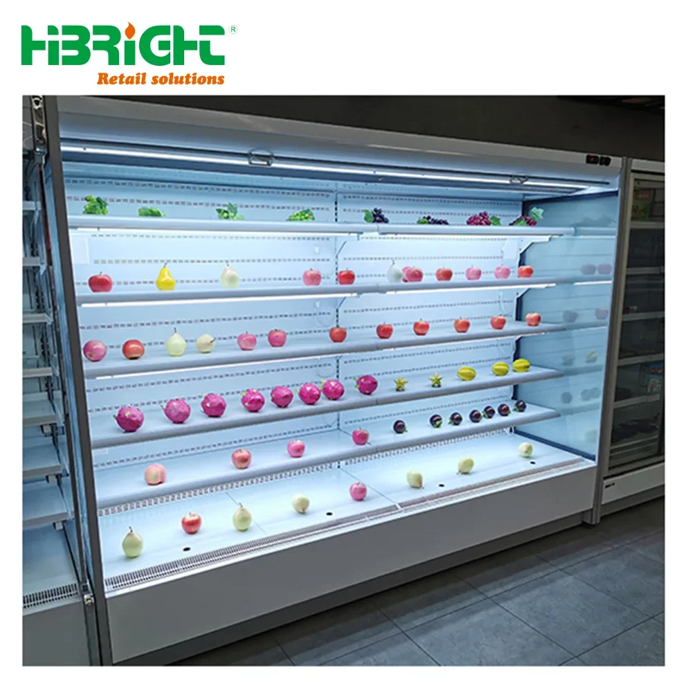 Commercial Vertical Open Display Glass Chiller Refrigerator Supermarket Ice Equipment For Sale