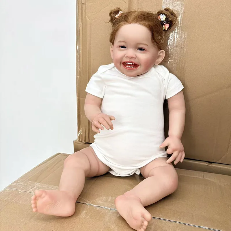 60CMの手作りリボーンドール、ミラの幼児期の女の子。高品質で精巧なペイントと植毛が施されており、コレクター向けです。