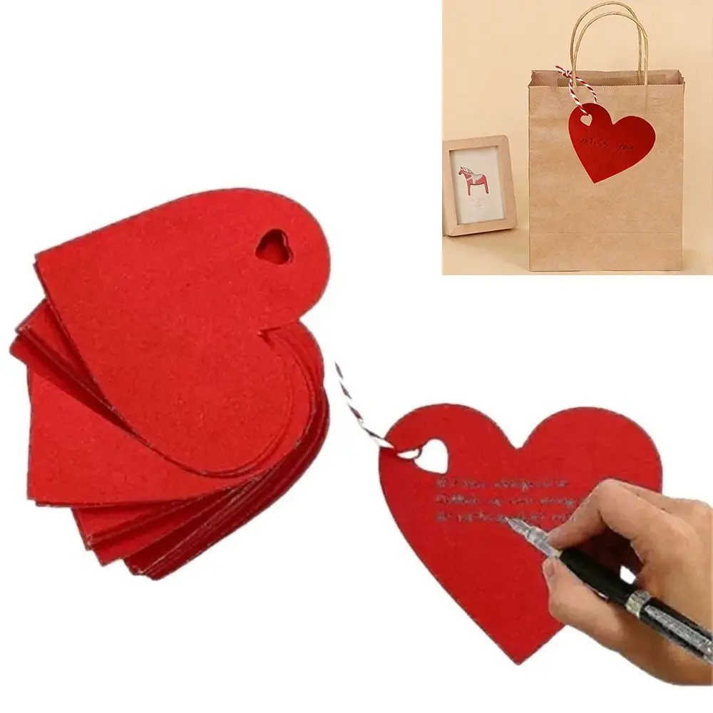 

100pcs DIY Valentine's Day Tags Heart Shape Blank Red Pink Paper Heart Shaped Cards Hanging Decoration Cake Decor Tag