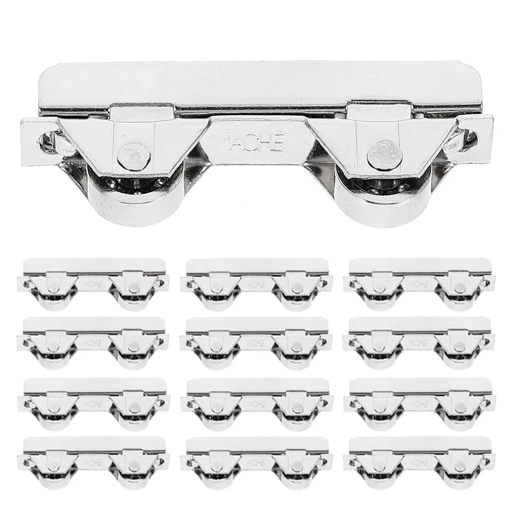 

20 шт. роликов для раздвижных дверей витрин, нержавеющая сталь, бесшумные, с подшипниками, замена роликов для мебельных дверей, направляющие для дверей