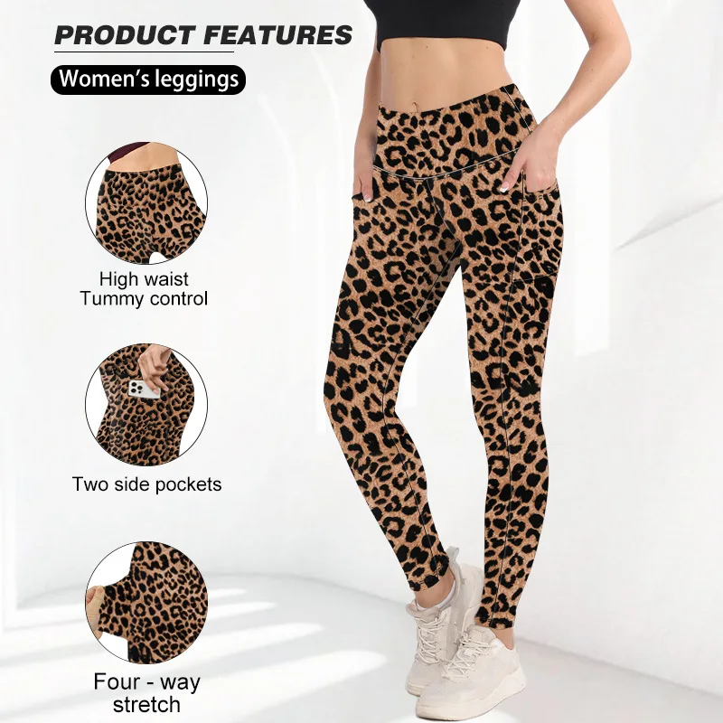 Leggings de pelúcia de cintura alta com estampa de leopardo quente calças de yoga leite seda leggings de sensação nua para primavera/outono