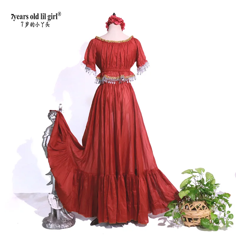 Women Girl Spanish Flamenco Top-Skirt Costume Customized Dress Gyspy Festival Performance Dance Wear Set AA11