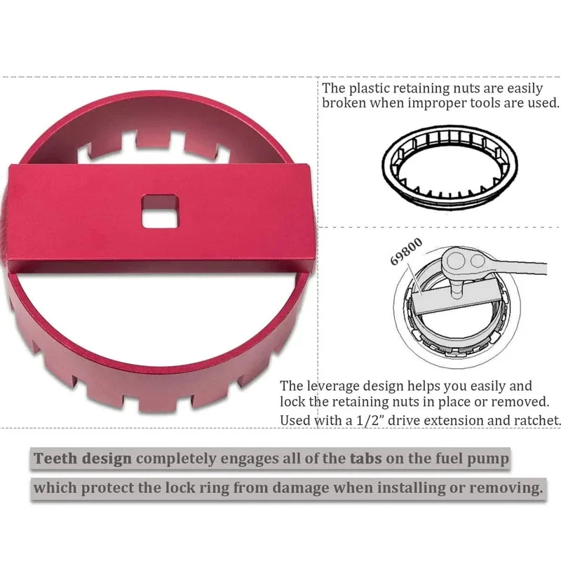 Suitable for Volvo S60/S80+V70 XC70 XC90 Lock Ring Disassembly Fuel Pump Socket 69800 Fuel Tank Lock Ring Wrench Removal Tool