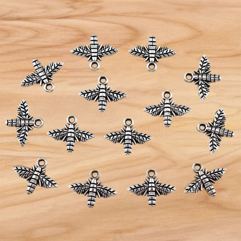 

60 Pieces Tibetan Silver Bumble Bee Honeybee Insect Charms Pendants for DIY Jewelry Findings Making Findings Accessories 22x19mm