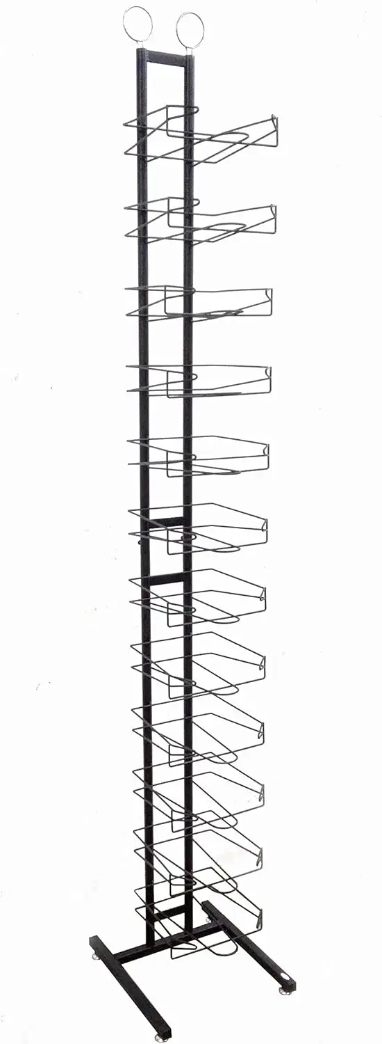 

12-уровневый стеллаж для витрин шляп 12,5 дюйма шириной x 75 дюймов высотой x 14,5 дюйма глубокий 18165-черный-new-nf
