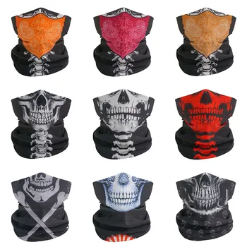 Cosplay Skull Neck Gaiter for Party Quickdry Breathable Art Painting Movie Black Headscarf for Men Women Cycling Hiking Bandana