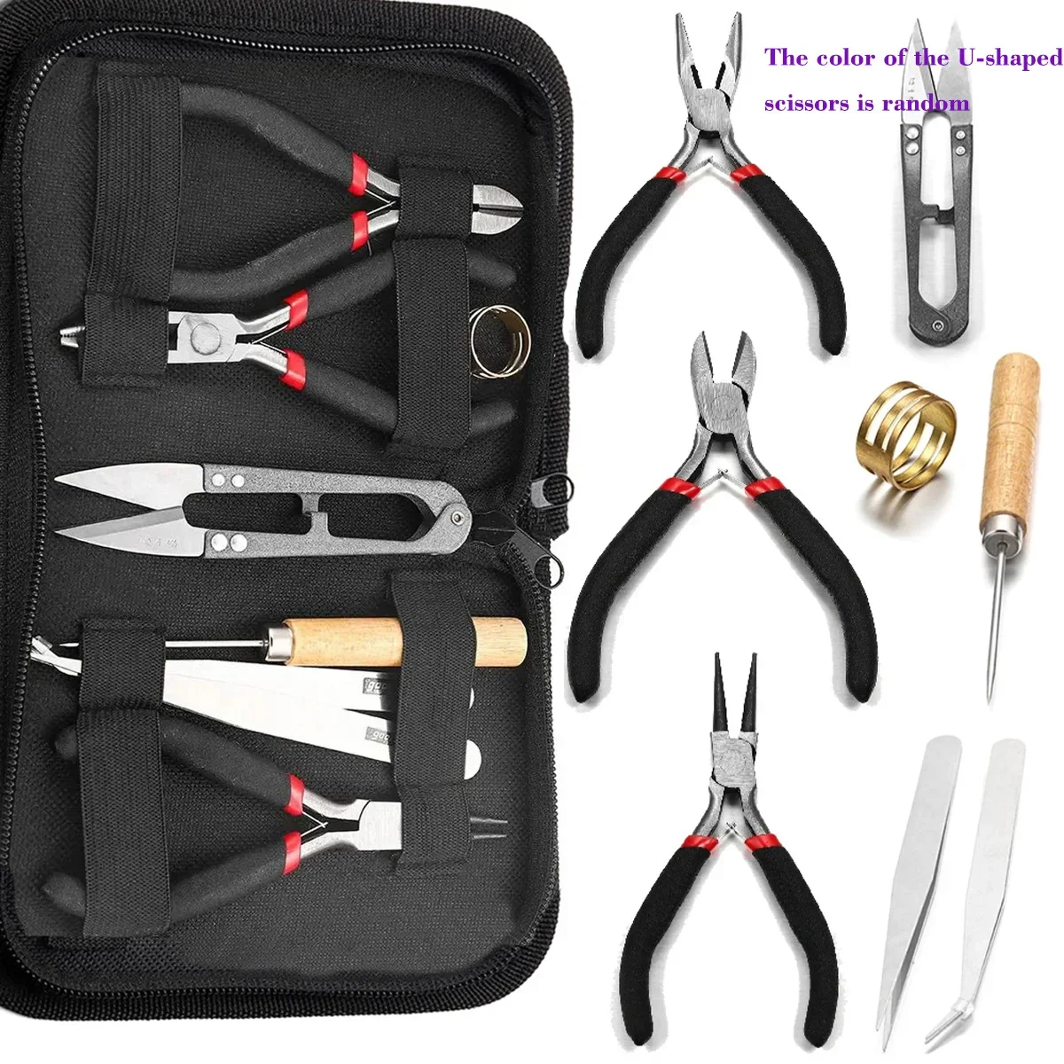 DIY Jewelry Tool Kit Handmade Accessory Set Including Tweezers Scissors And Bracelet Chain Necklace 8-Piece Set For Jewelry Maki