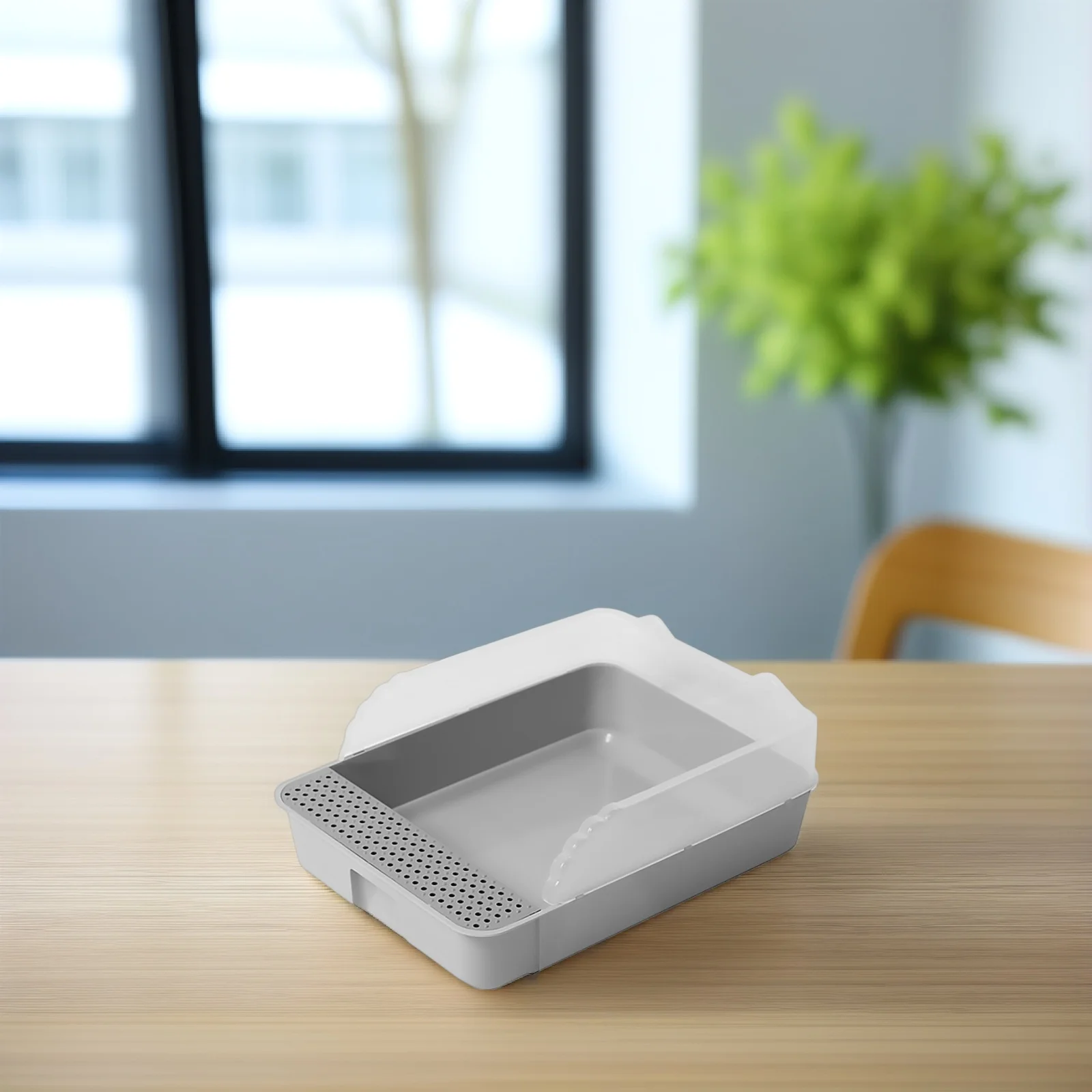 กระบะทรายแมวแบบกึ่งปิด ดีไซน์ถอดประกอบได้ ป้องกันการกระเด็น ห้องน้ำแมว ถาดทรายสำหรับลูกแมว ทำความสะอาดง่ายและรวดเร็ว