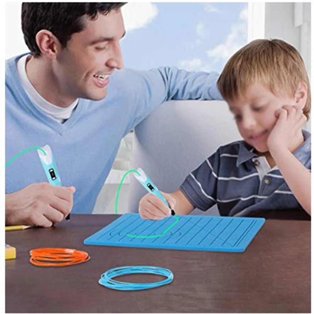 แผ่นพิมพ์ซิลิโคน 3D สําหรับเด็ก ปากกาพิมพ์ DIY 3D แผ่นออกแบบซิลิโคนอ่อนนุ่มพร้อมฝาครอบนิ้วซิลิโคน 2 อัน
