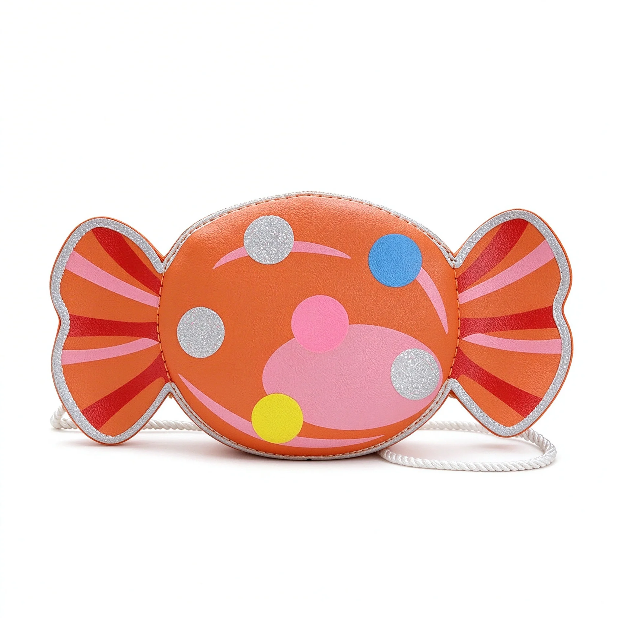 Red Pink Yellow Green Cute PU Leather Orange Polka dot Candy Shape Crossbody Kawaii Shoulder Bag Handbag Purse for Kids Girls