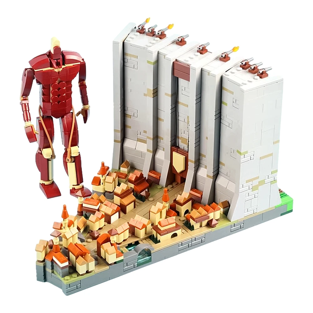 MOC Japanese Anime Movie Attacks on Titaned Building Blocks Action Figures Titan Wall Maria Sculpture Ornamental Model Brick Toy