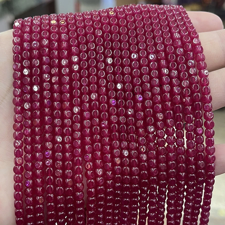 

Optimization Ruby Stone Sugar Cube Beads Red Corundum Stone Faceted Loose Spacer For Jewelry Making DIY Necklace Bracelet 15''