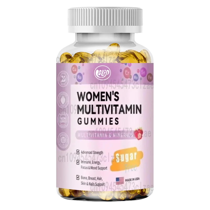 

Sugar Free Multivitamin Gummies, Women's Daily Multivitamin Gummies, Support Hair, Skin, Energy, and Immunity-60pills