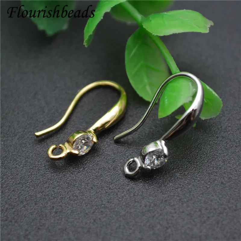 

30 шт., хорошее качество, 4 мм, блестящие серьги с кристаллами CZ, крючки для сережек из рыбьей проволоки