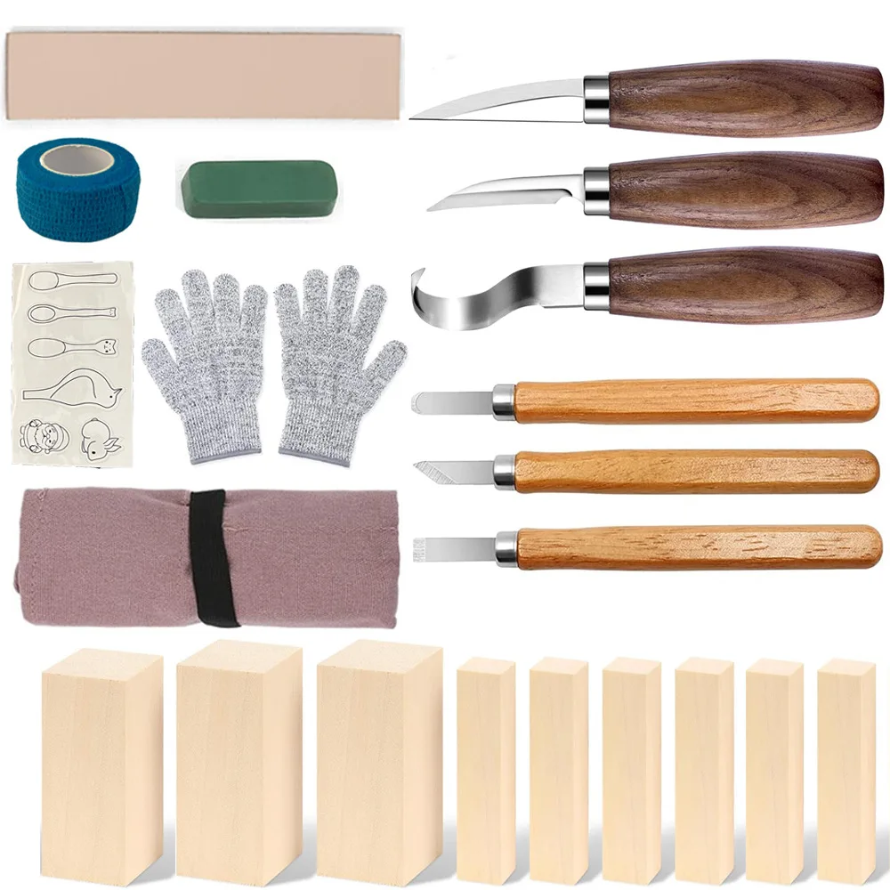 Imagen 3: Juego de cuchillos para tallar, caja de regalo, juego de cuchillos para tallar madera de 21 piezas para dar forma al madera, artista, Craftman, herramientas de carpintería, cuchillo