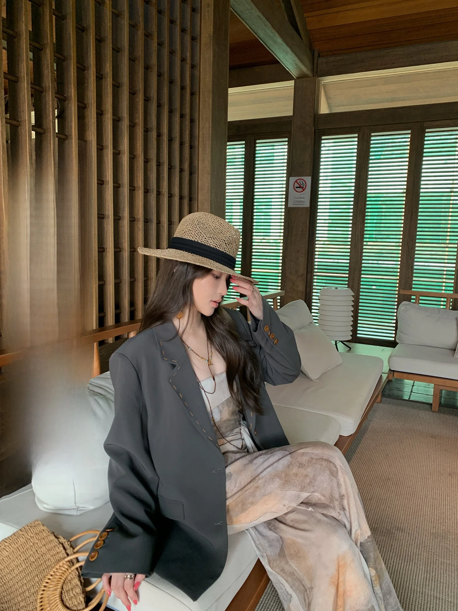 

Свободный женский костюм-пиджак премиум-класса: элегантность для весны, маленький размер, для повседневной носки, немнущийся, с длинными рукавами