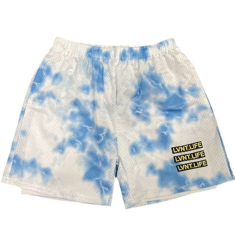 Summer breathable shorts, letter printed double-layer shorts, 2-in-1 shorts, sports pants, beach shorts, casual M-3XL