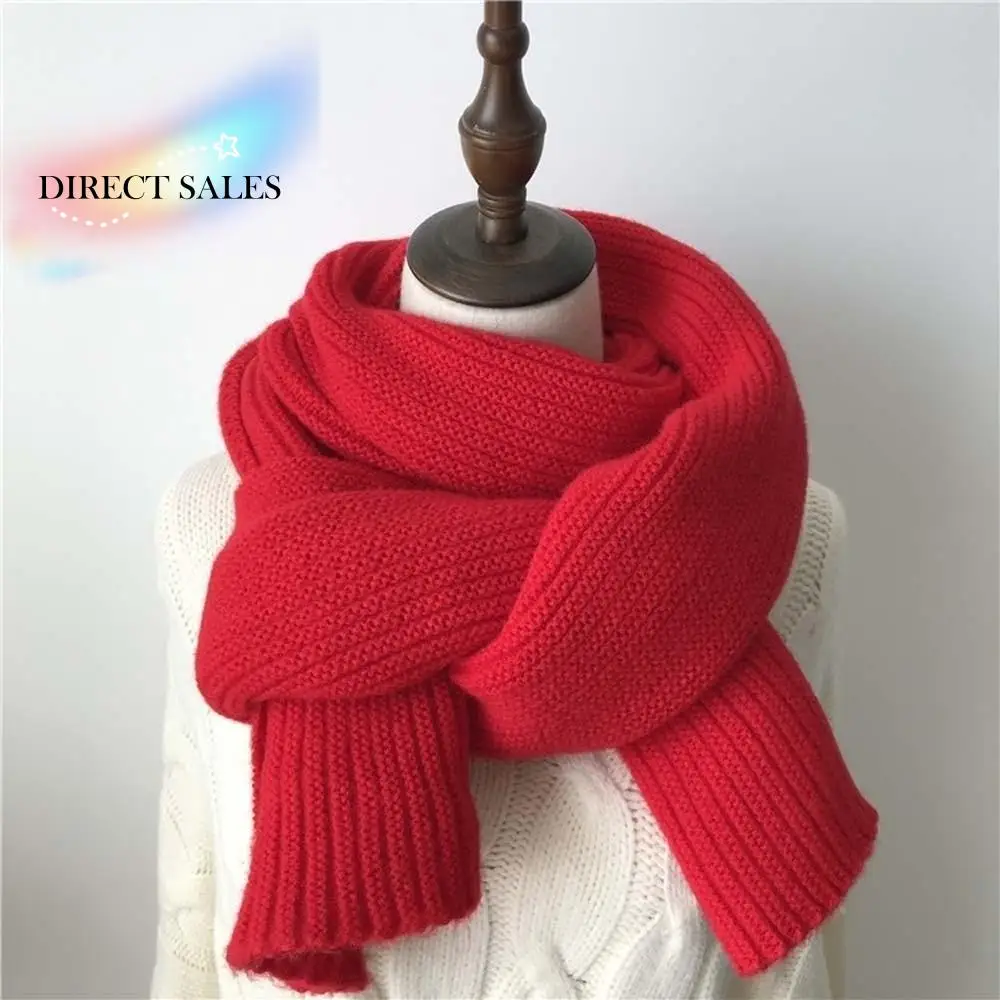 

Шерстяной шарф из акриловых волокон, однотонный длинный утолщенный шейный платок из полиэстера, классический морозостойкий зимний теплый шарф для пары