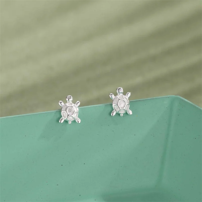 Uniorsj 999 Sterling Silver Jewelry Lovely Animal Little Turtle Stud Earrings for Women Girls Children - Image 6