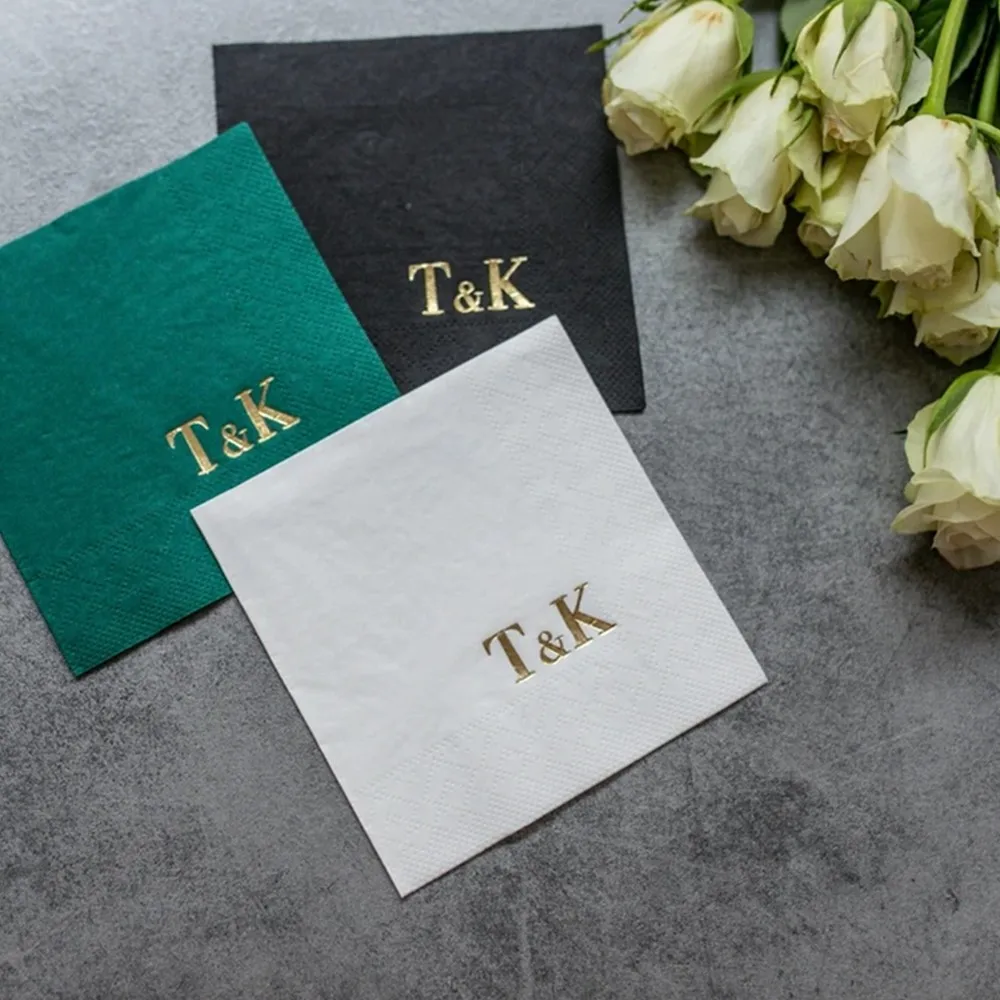 Custom wedding Napkins, Gold foil, Custom Napkins,Dinner wedding napkins Monogramed Napkins, cocktail napkins, Beverage Napkins