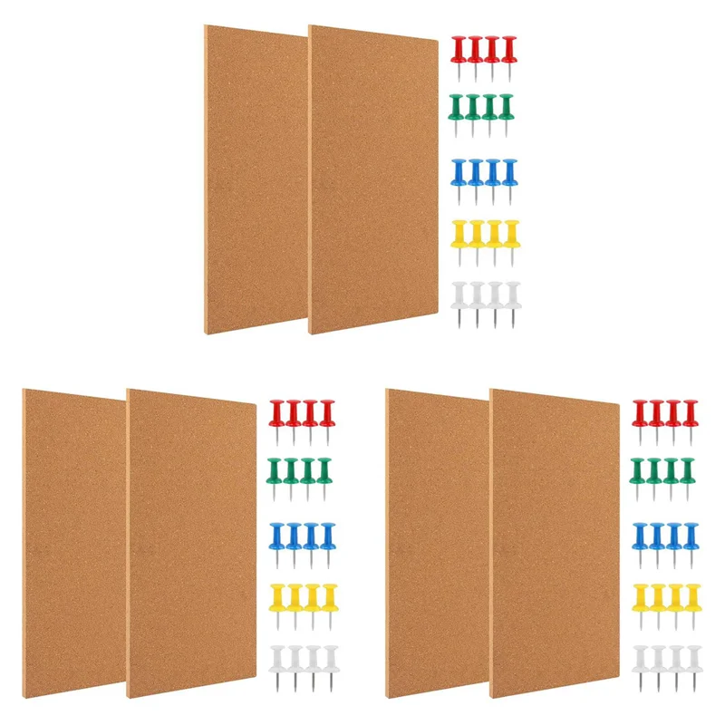 3 Set Cork Board Bulletin Board, Small Rectangular Pin Board For Wall, Self-Adhesive Cork Board For Office