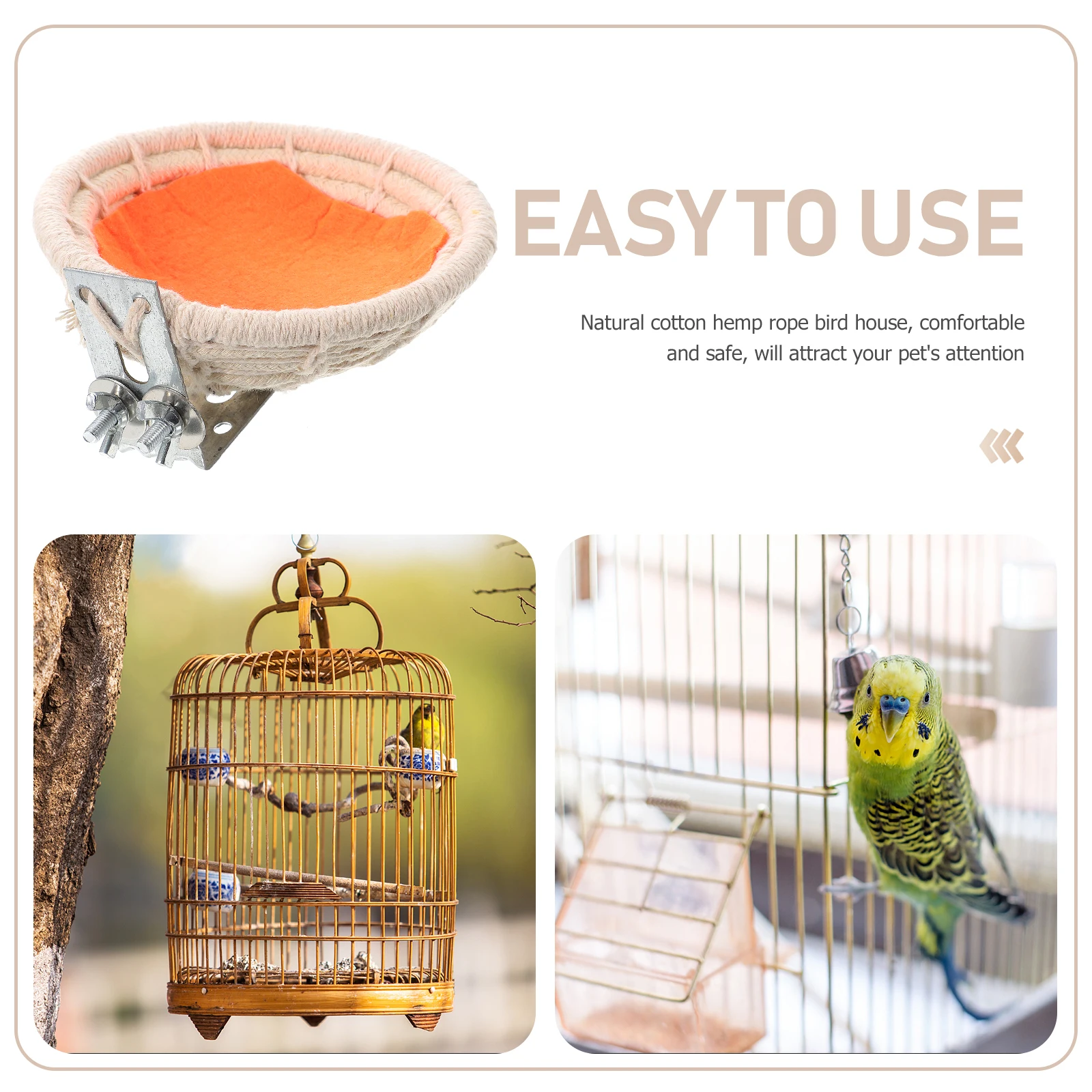 

Cotton Rope Nest Cushion for Parrot Bird Cage Durable Safe Warm Breeding Hatching Small Size Bed Hemp Nesting Box House Cave