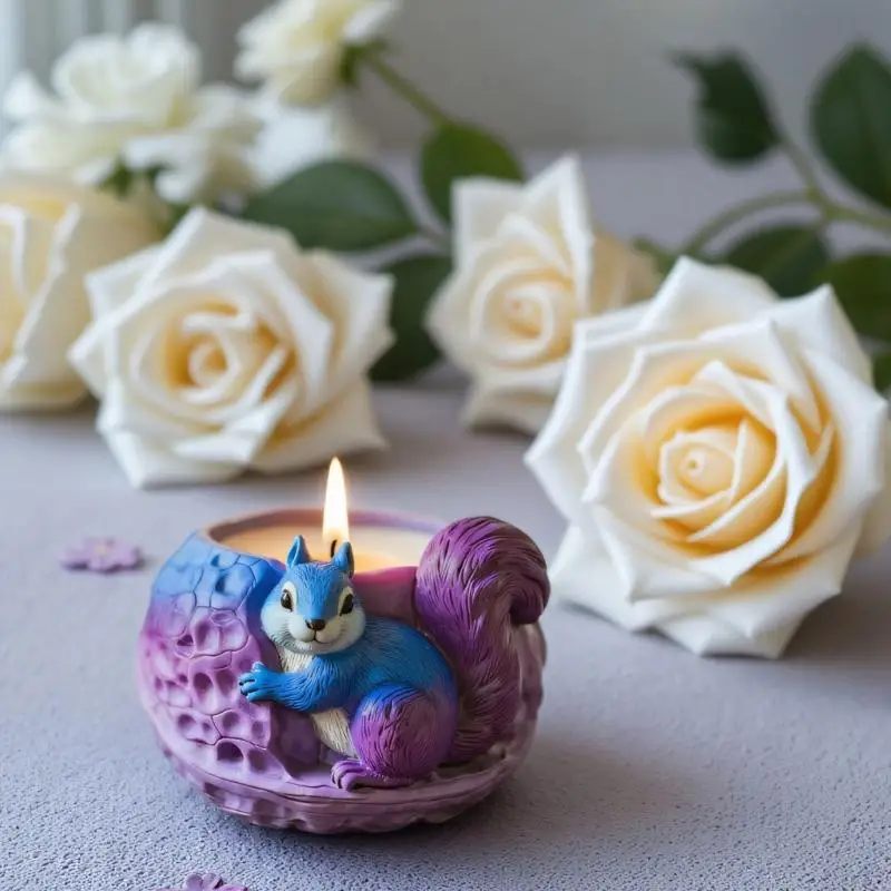 91AF Leicht zu lösende Eichhörnchen-Silikonform für Pflanzgefäße, geeignet für die Herstellung einzigartiger Kunsthandwerke und