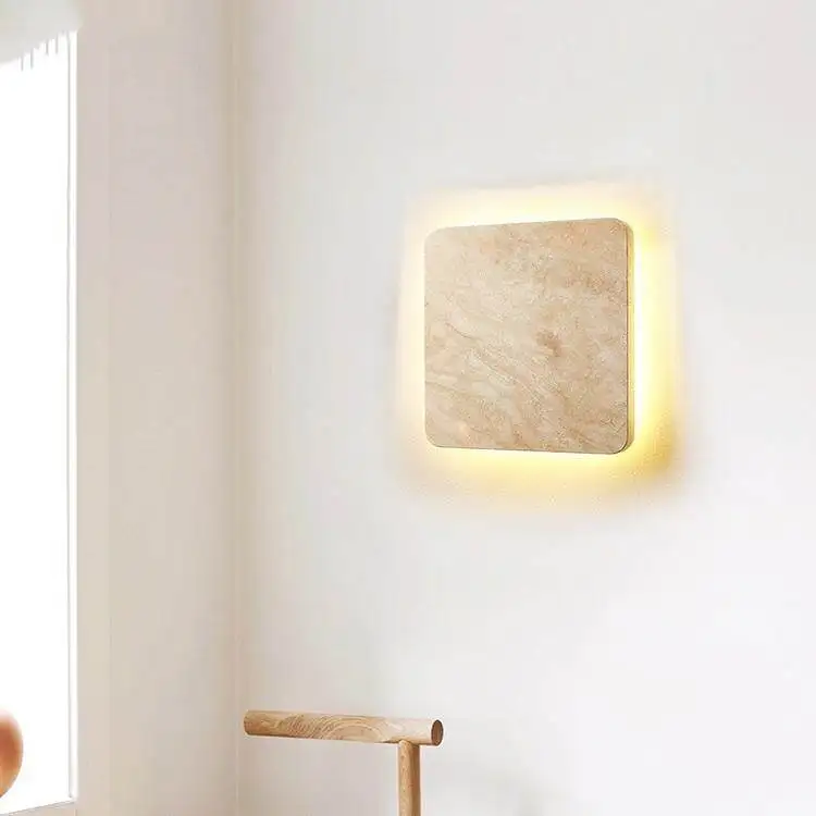 

LED Natural Yellow Travertine Wall Lamp for Bathroom Bedside Bedroom Corridor Stairs - Indoor Outdoor Stone Decorative Lighting