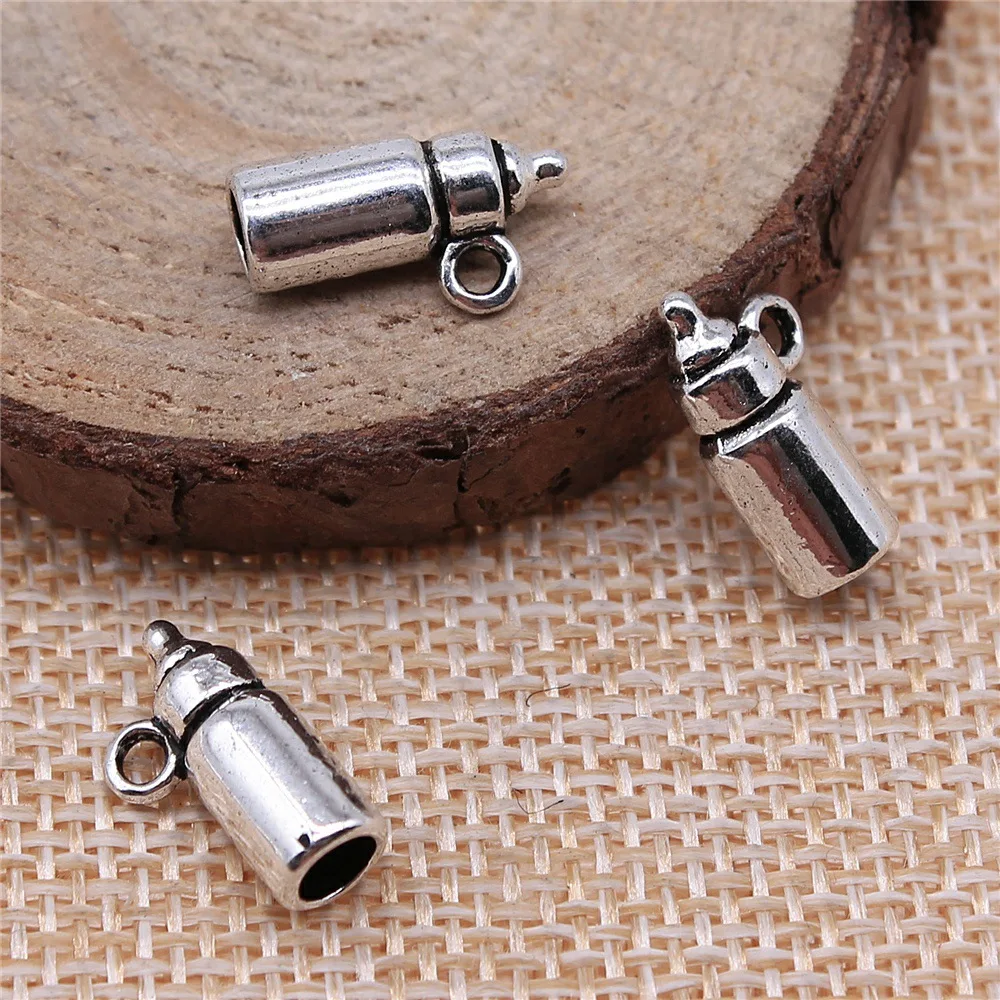 40pcs 15x5x5mm(0.59x0.2x0.2inch) Antique Silver Color Baby Feeding Bottle Charms DIY Jewelry Accessories Wholesale