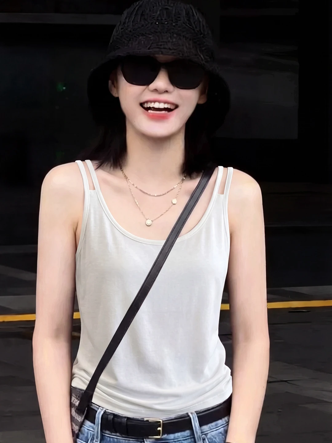 White Pure Cotton Strap Vest Women's Summer New plus Size Conceal Underarm Sleeveless Top U-neck Commute Style Casual Wear