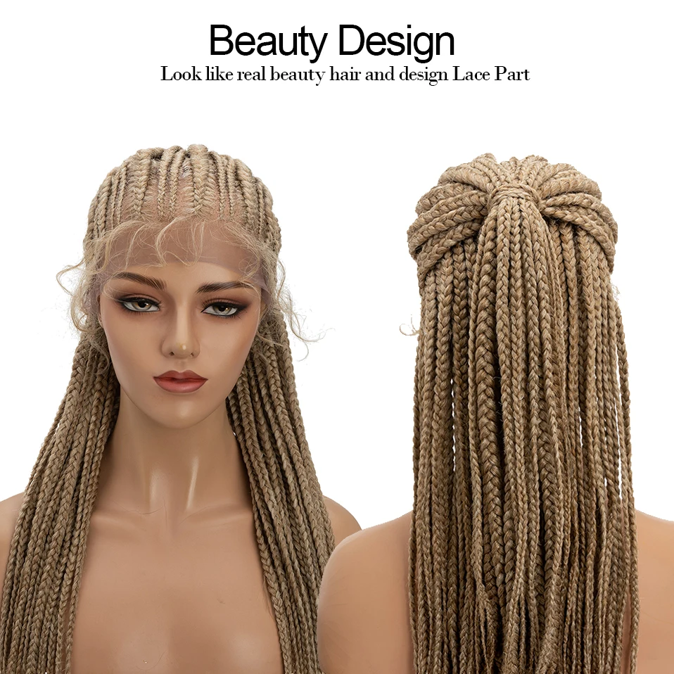 My-Lady Synthétique 25 pouces Boîte Tresses Perruques Avec Bébé Cheveux Afro Pour brésilien Le noir Femme Gens du quotidien Dentelle De face frontale Perruque