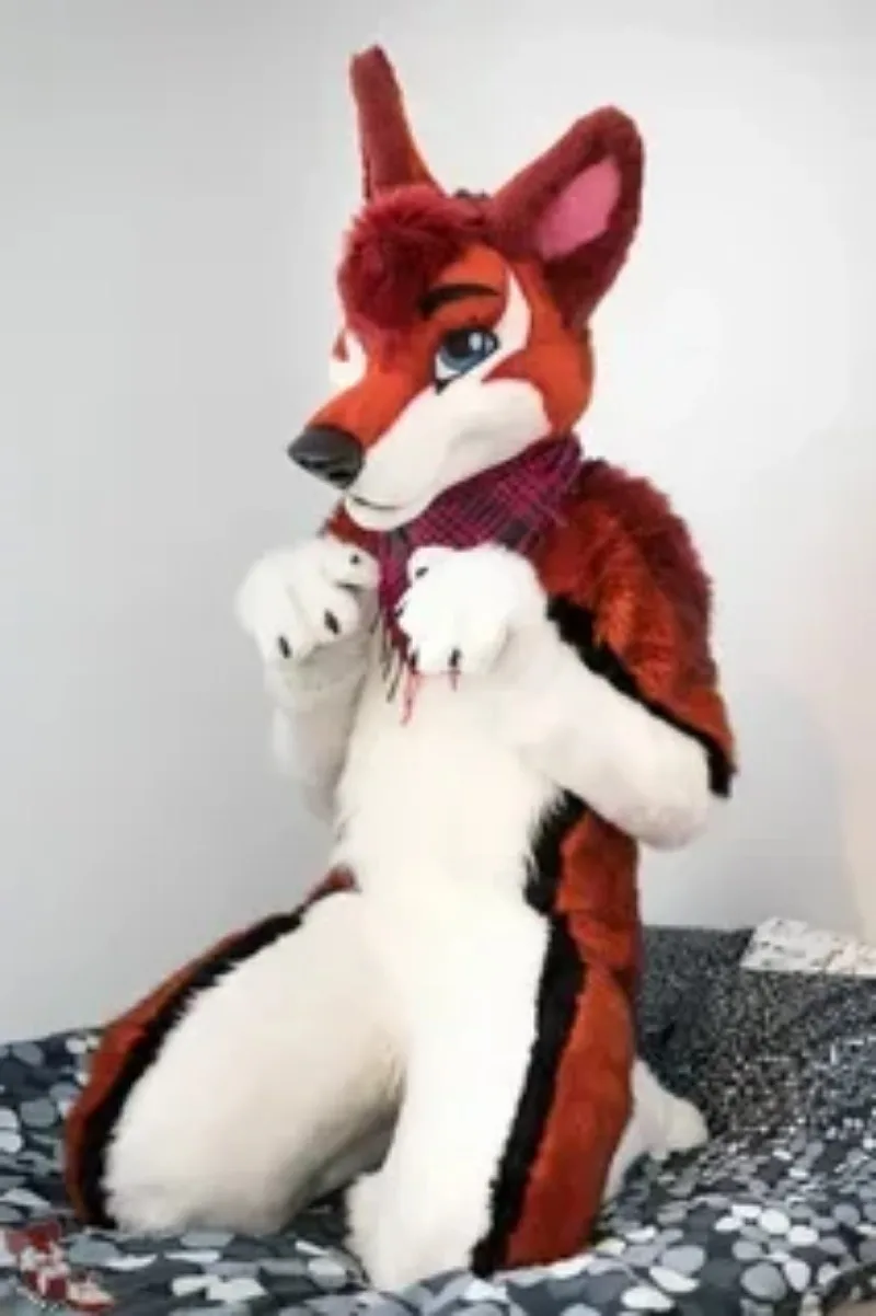 Disfraz de Mascota de Perro Zorro de Pelo Marrón y Blanco, Traje de Peluche de Husky para Halloween, Navidad, Cosplay de Lobo, Fiesta, Desfile, Traje para Caminar