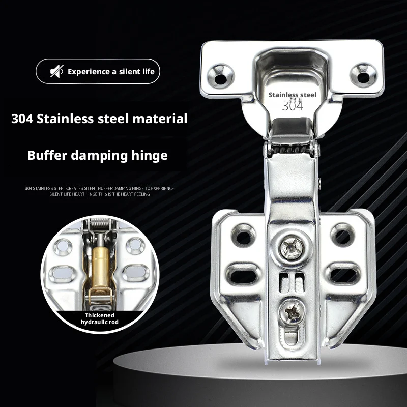 304 Stainless Steel Soft-Close Cabinet Hinges, 35mm Cup 11.5mm Depth, Full/Half/Overlay/Inset, 2Pcs/Set